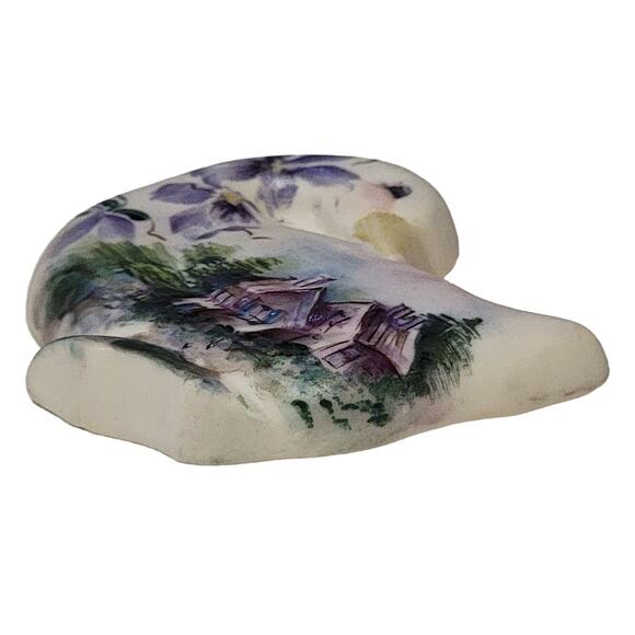 VTG 80s Porcelain Goose Ornament Hand Painted Houses Flowers Trees Hobby Piece - Picture 2 of 8